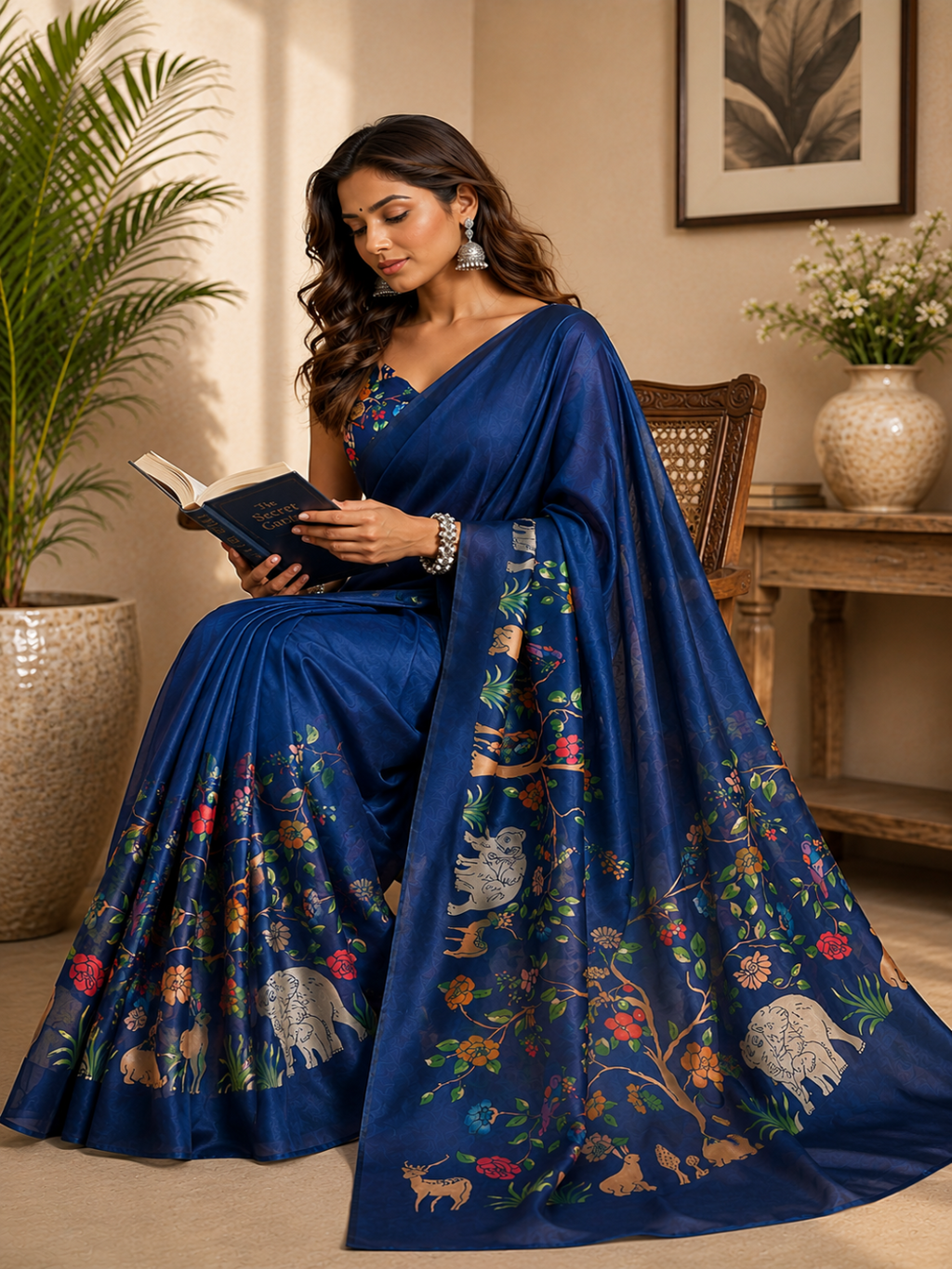Colorful Diamonds on Chanderi Cotton Saree