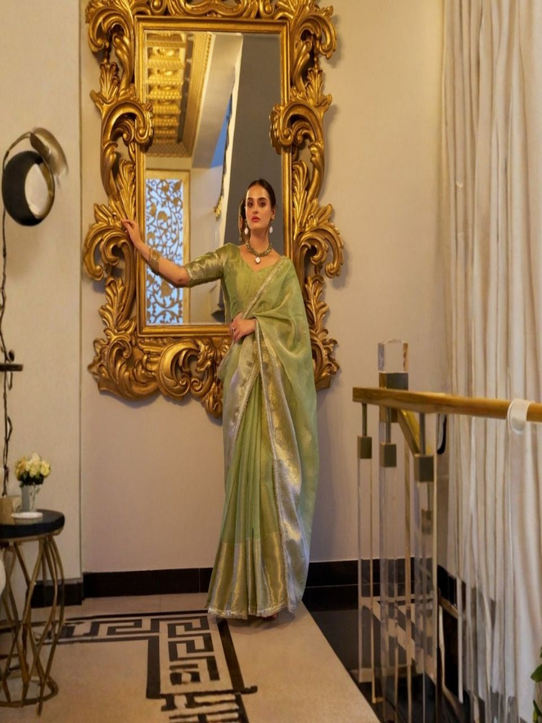 Ranisa Tissue Shimmer Zari Sequin Saree