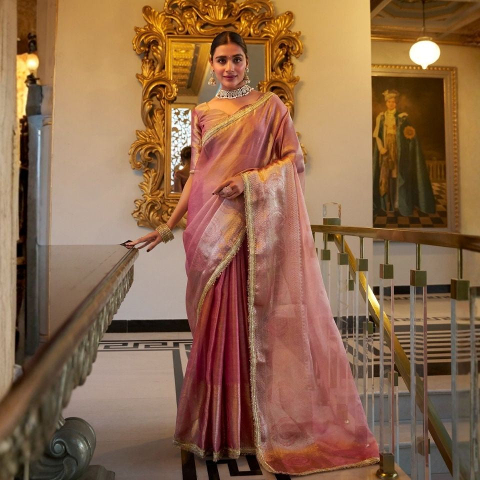 Ranisa Tissue Shimmer Zari Sequin Saree