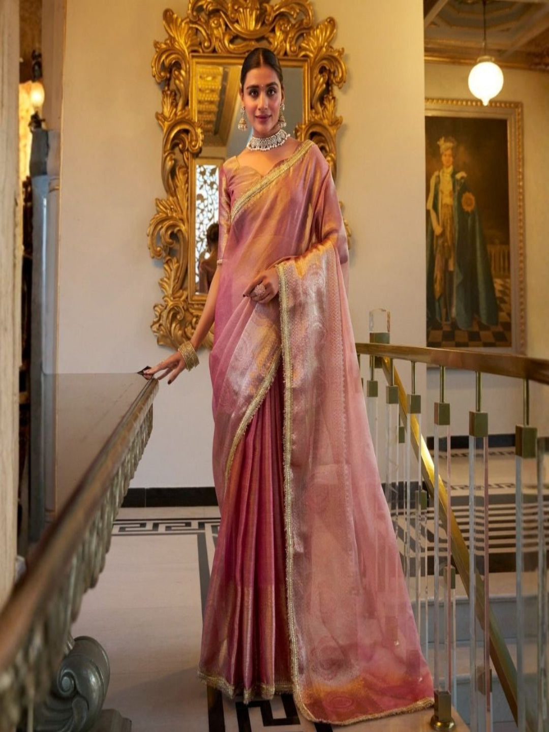 Ranisa Tissue Shimmer Zari Sequin Saree