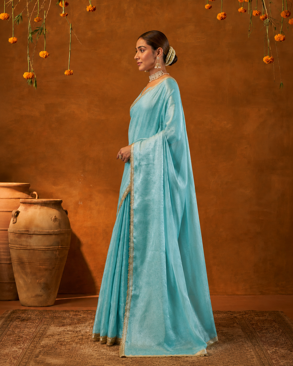 Ranisa Tissue Shimmer Zari Sequin Saree