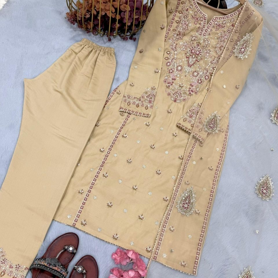 Roman Silk Butterfly Net Sequin Embroidered Set