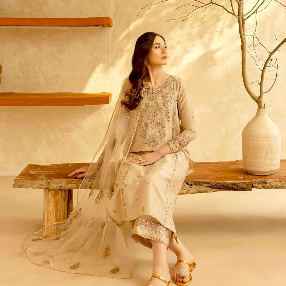 Roman Silk Butterfly Net Sequin Embroidered Set