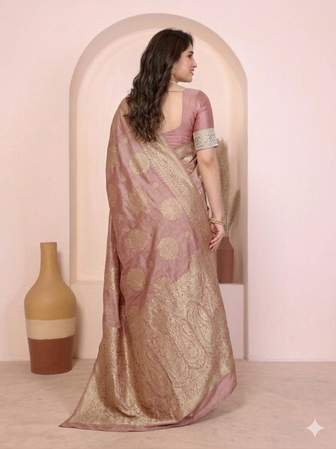 Woven Banarasi Silk ready to wear saree with Zari Motifs