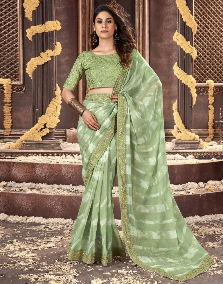 Leheriya Grace Georgette Saree with Lace Border