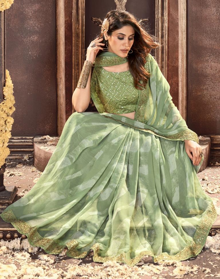 Leheriya Grace Georgette Saree with Lace Border