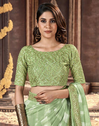 Leheriya Grace Georgette Saree with Lace Border
