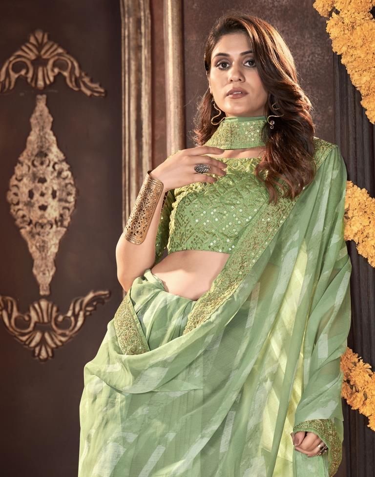 Leheriya Grace Georgette Saree with Lace Border