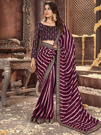 Leheriya Grace Georgette Saree with Lace Border