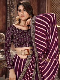 Leheriya Grace Georgette Saree with Lace Border