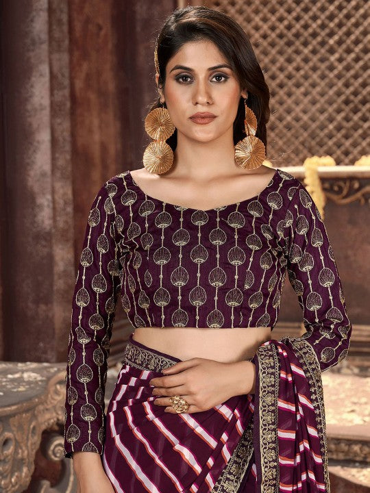 Leheriya Grace Georgette Saree with Lace Border