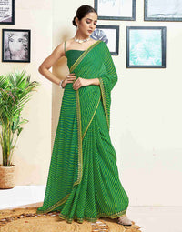 Rang Leheriya Georgette Saree with Lace Accents