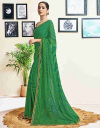 Rang Leheriya Georgette Saree with Lace Accents