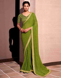 Rang Leheriya Georgette Saree with Lace Accents