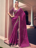 Rang Leheriya Georgette Saree with Lace Accents
