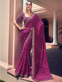 Rang Leheriya Georgette Saree with Lace Accents