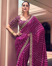 Rang Leheriya Georgette Saree with Lace Accents