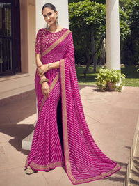 Rang Leheriya Georgette Saree with Lace Accents