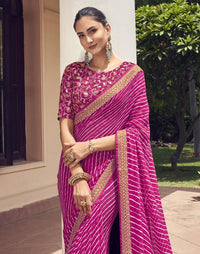 Rang Leheriya Georgette Saree with Lace Accents