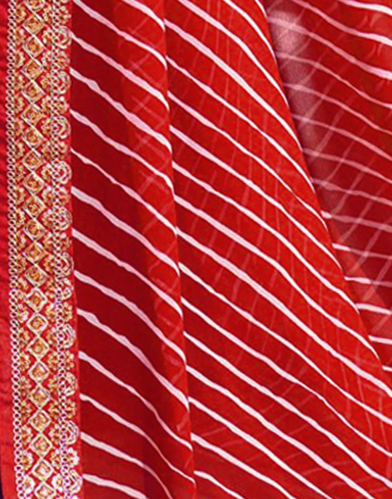 Rang Leheriya Georgette Saree with Lace Accents