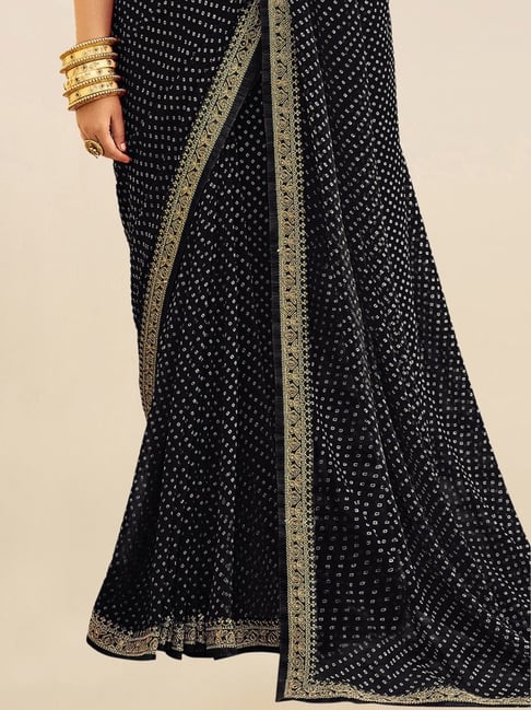Bandhej Aura Georgette Saree with Lace Border