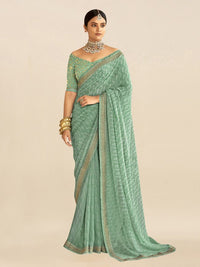 Bandhej Aura Georgette Saree with Lace Border