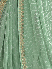 Bandhej Aura Georgette Saree with Lace Border