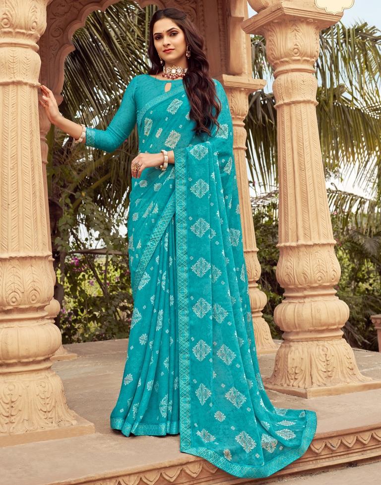 Flora Lace Chiffon Saree