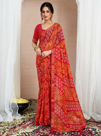 Bandhej Tassel Chiffon Saree
