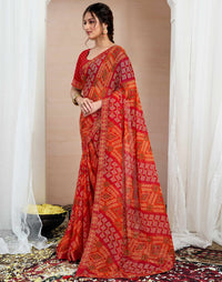 Bandhej Tassel Chiffon Saree