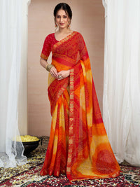 Bandhej Tassel Chiffon Saree