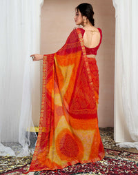Bandhej Tassel Chiffon Saree