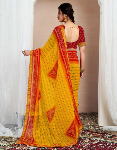 Bandhej Tassel Chiffon Saree