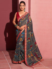 Aarohi Digital Print Chiffon Saree with Lace Border