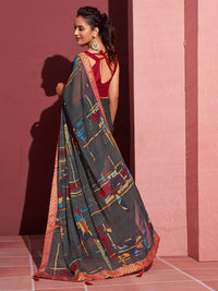 Aarohi Digital Print Chiffon Saree with Lace Border