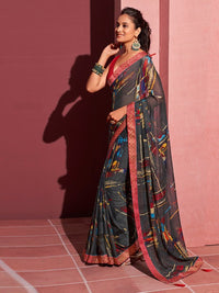 Aarohi Digital Print Chiffon Saree with Lace Border