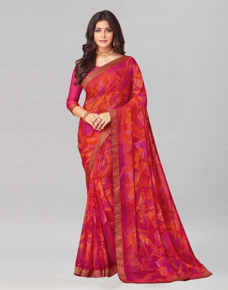 Aarohi Digital Print Chiffon Saree with Lace Border