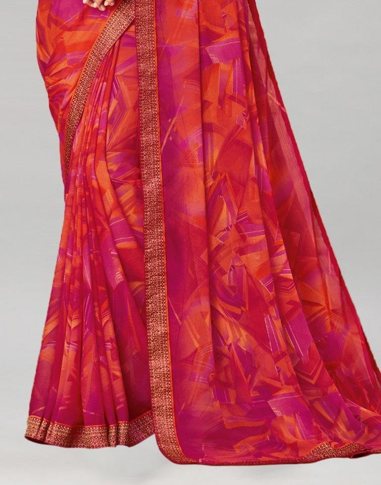 Aarohi Digital Print Chiffon Saree with Lace Border