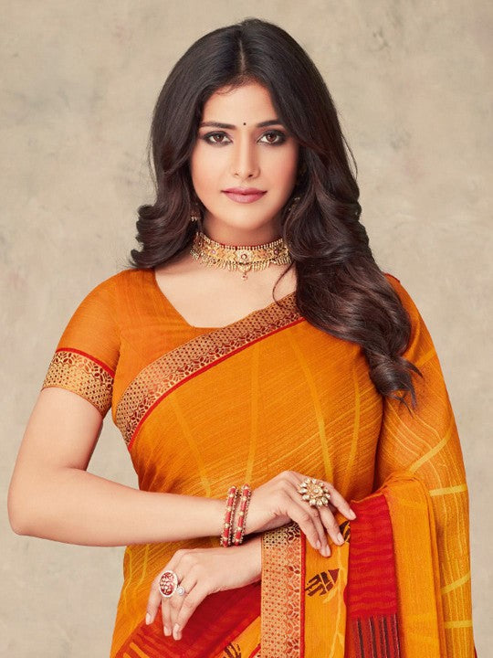 Aarohi Digital Print Chiffon Saree with Lace Border