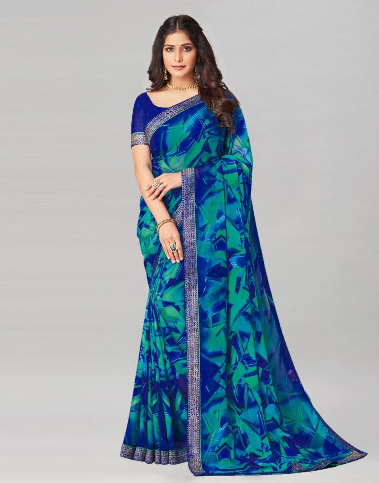 Aarohi Digital Print Chiffon Saree with Lace Border