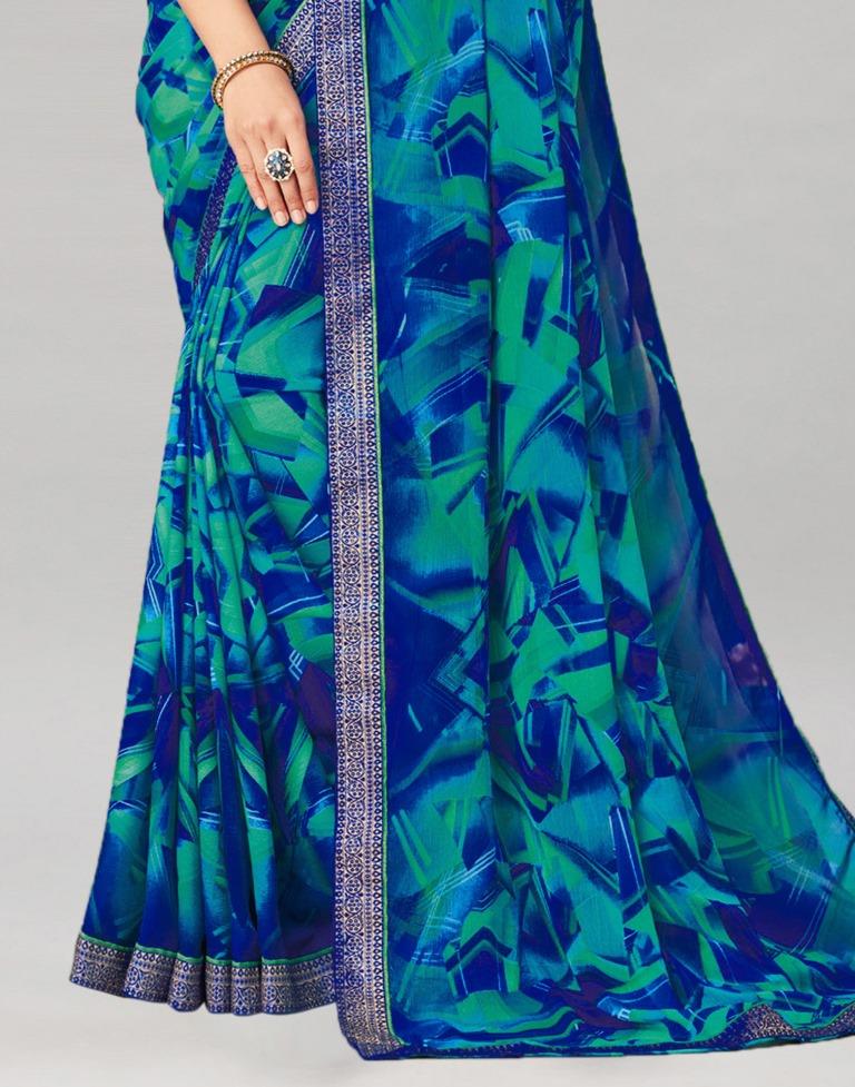 Aarohi Digital Print Chiffon Saree with Lace Border