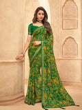 Aarna Floral Printed Chiffon Saree with Lace Border