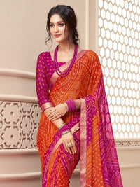 Ishani Bandhani Printed Chiffon Saree with Lace Border