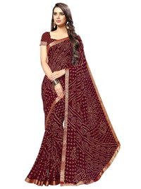Ishani Bandhani Printed Chiffon Saree with Lace Border