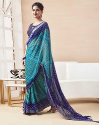 Rangriti Bandhani Chiffon Saree with Lace Border
