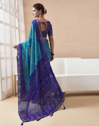 Rangriti Bandhani Chiffon Saree with Lace Border