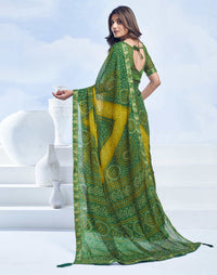 Rangriti Bandhani Chiffon Saree with Lace Border