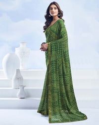 Rangriti Bandhani Chiffon Saree with Lace Border