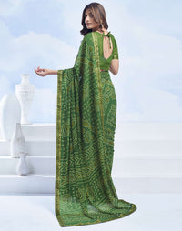 Rangriti Bandhani Chiffon Saree with Lace Border