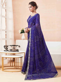 Rangriti Bandhani Chiffon Saree with Lace Border